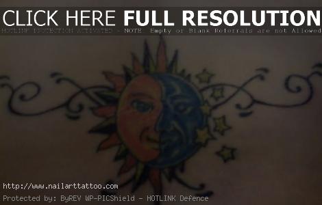3 Stars And Sun Tattoo Design