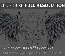 Angel Wings And Heart Tattoos Designs