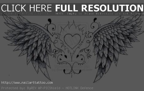 Angel Wings And Heart Tattoos Designs