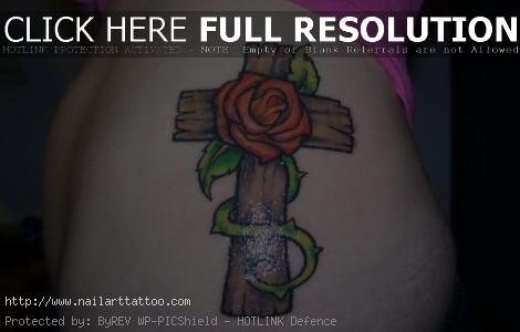 Croos And Rose Tattoos