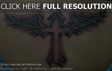 Croos And Wing Tattoos Designs