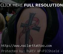 Croos Tattoos With Ribbon