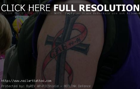 Croos Tattoos With Ribbon