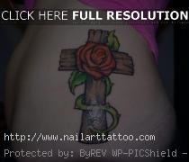 Croos With Rose Tattoos
