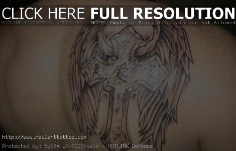 Cross And Angel Wings Tattoos