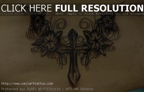 Cross And Flower Tattoos