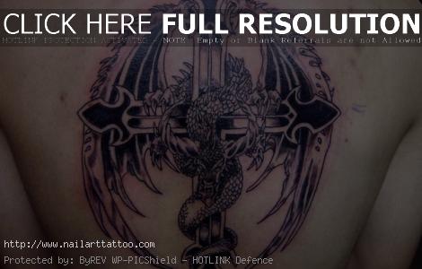 Dragon Cross Tattoos Designs