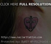 Small Cross And Heart Tattoos