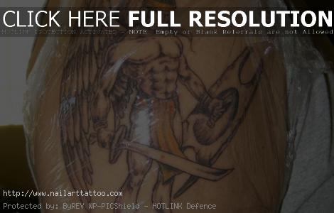 Angel With Sword Tattoos For Men