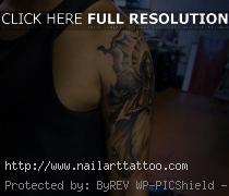 Cross And Angel Half Sleeve Tattoos