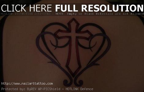Cross And Heart Tattoos For Girls