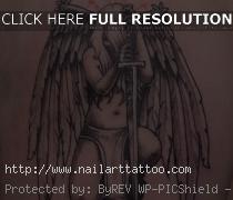 Warrior Angel With Sword Tattoos