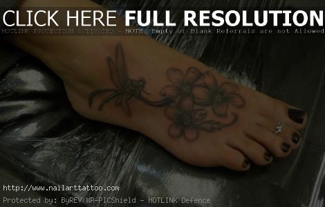 Dragonfly Foot Tattoos For Women
