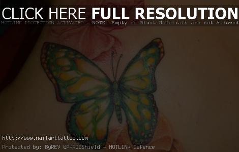 Flower With Butterfly Tattoos Designs