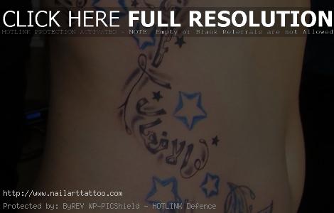 Flower With Stars Tattoos Designs