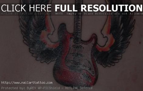 Guitar With Wings Tattoos