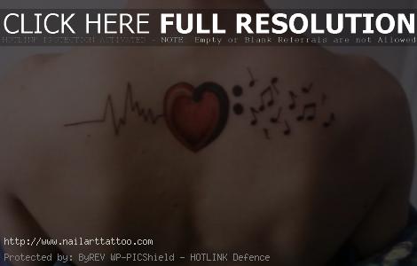 Hearts And Music Notes Tattoos