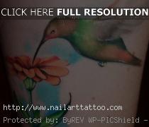 Hummingbird With Flower Tattoos