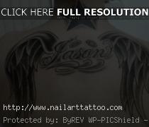 Name And Angel Wings Tattoos