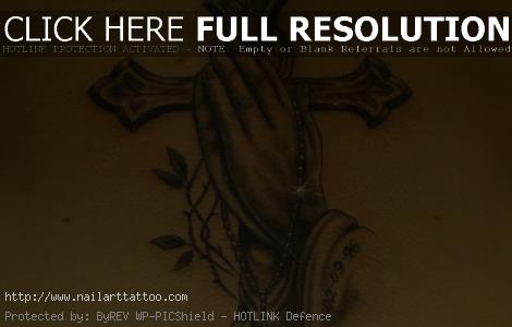 Praying Hands With Rosary And Cross