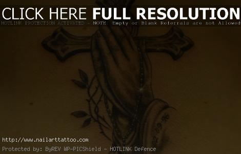 Praying Hands With Rosary And Cross