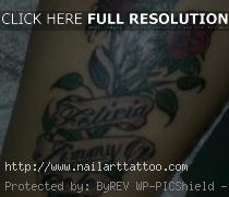 Rose With Banner Tattoos