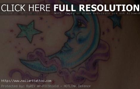 Shooting Star And Moon Tattoos