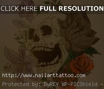 Skull And Flower Tattoos