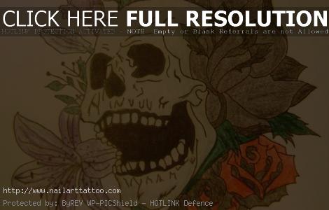 Skull And Flower Tattoos