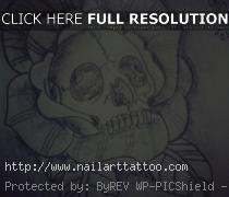 Skull And Flower Tattoos Designs