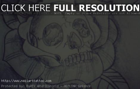 Skull And Flower Tattoos Designs