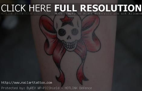 Skull With Bow Tattoos