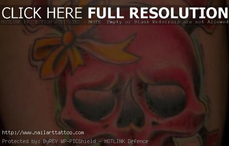 Skull With Pink Bow Tattoos