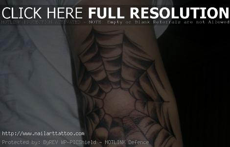 Spider Web Elbow Tattoos Designs