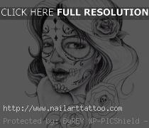 Sugar Skull Lady Tattoos Designs