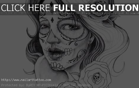 Sugar Skull Lady Tattoos Designs