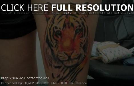 Tiger Tattoos On Thigh
