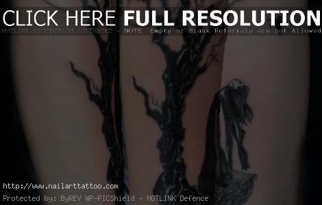 Tree And Moon Tattoos