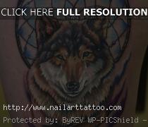 Wolf And Dreamcatcher Tattoos