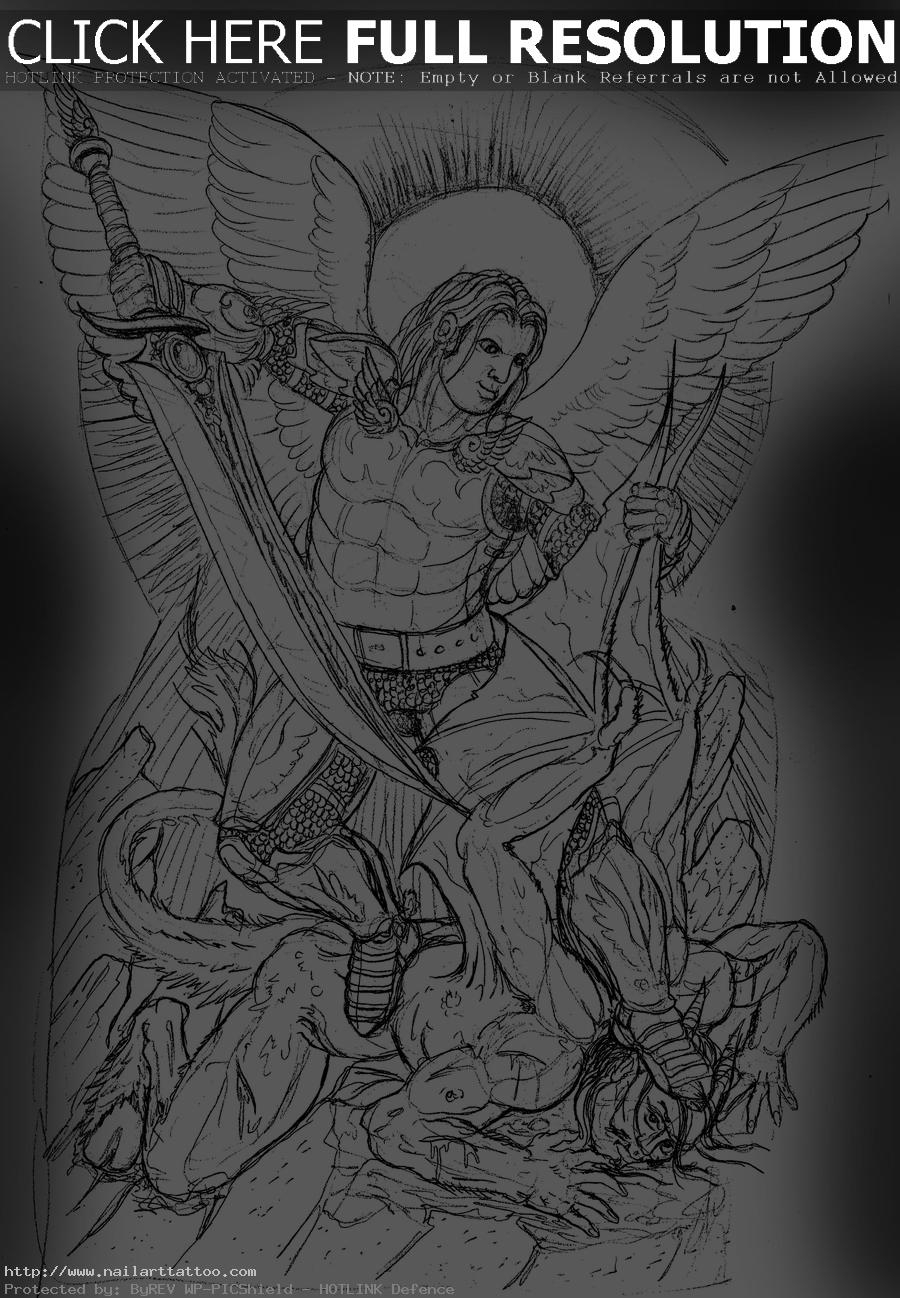 St michael tattoo stencil