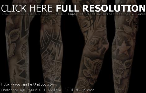 arm sleeve tattoos black and grey
