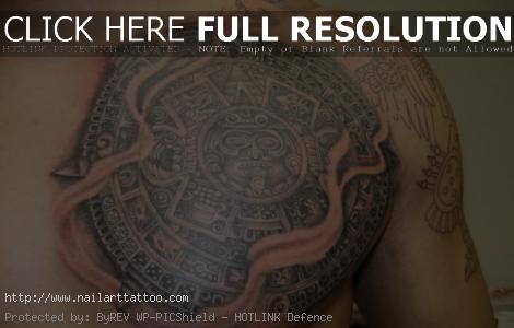 aztec calendar tattoo on back