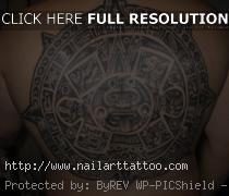 aztec calendar tattoo on shoulder