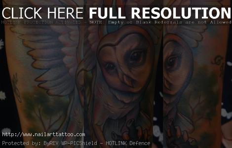 barn owl tattoo on arm