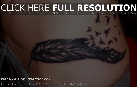 bird feather tattoo on hip