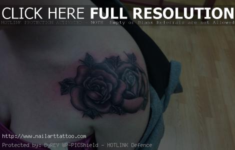 black and grey rose tattoo shoulder
