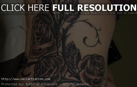 black and grey rose tattoos for girls