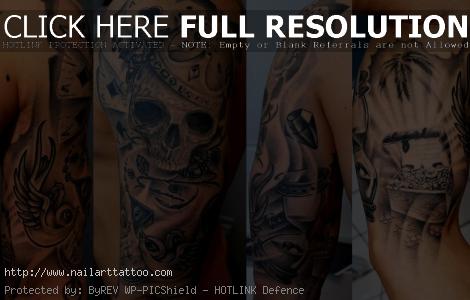 black and grey sleeve tattoos