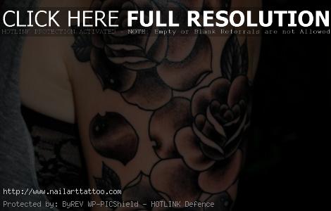 black and white rose tattoo sleeve