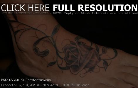 black and white rose tattoos on foot